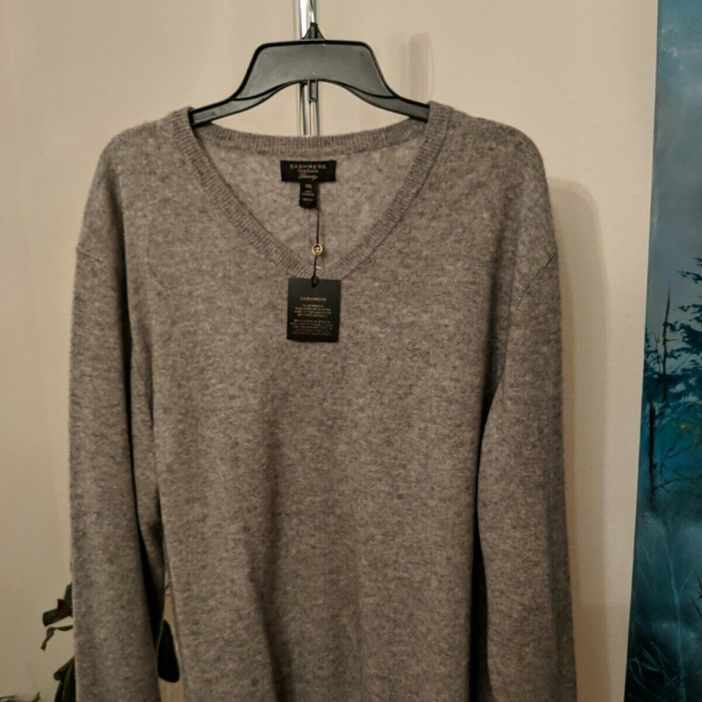100% 2-Ply Cashmere V-Neck Mens Sweater XXL